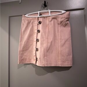 Altar'd State Blush Button-Front Mini Skirt